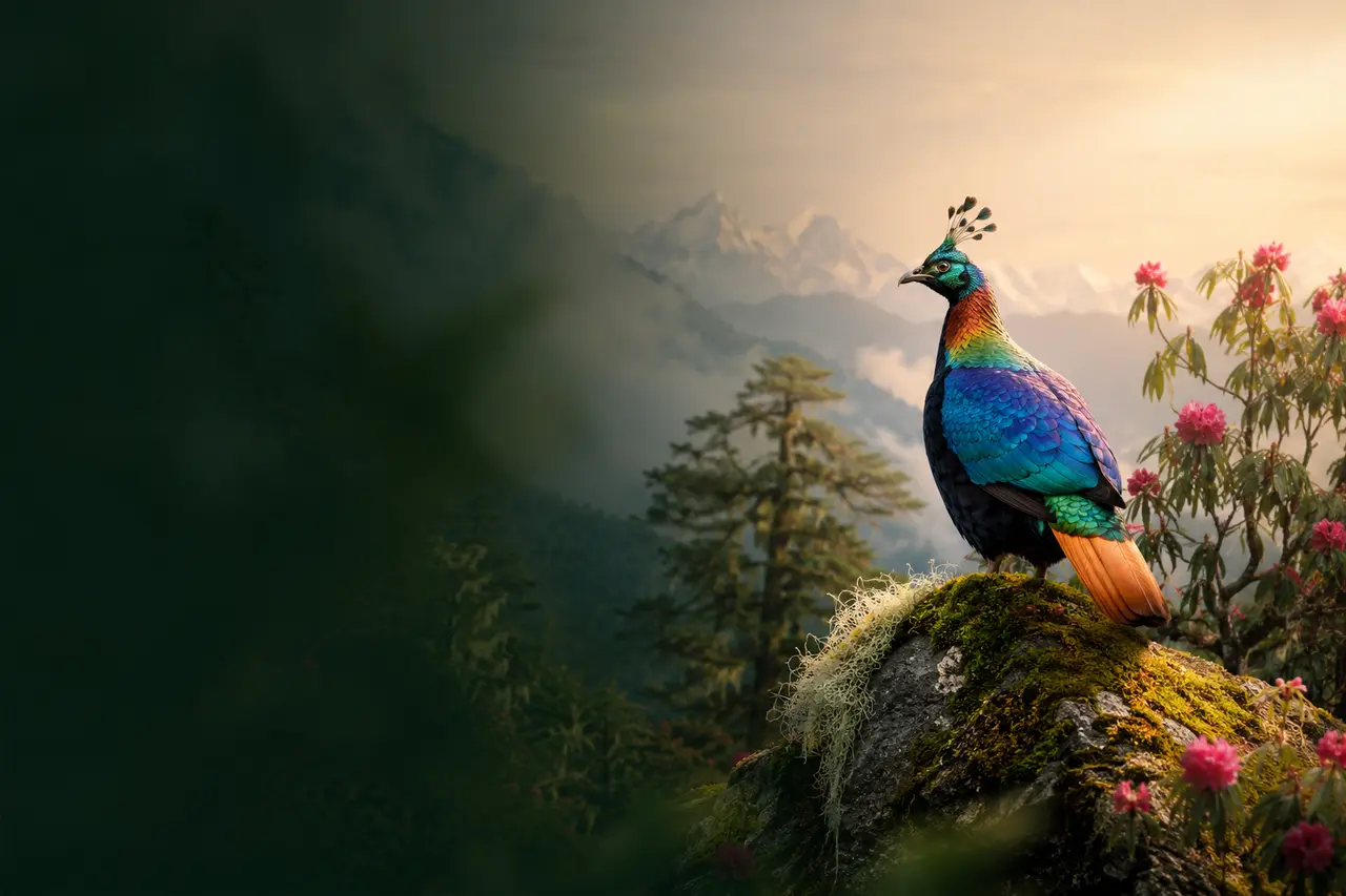 Bird life in a green landscape